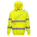Felpa alta visibilità girocollo, con cappuccio, 65% poliestere + 35% cotone, 300 gr, senza zip, omologata EN ISO 20471, colore giallo