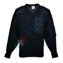 Maglia da lavoro, colletto a V, senza cappuccio, modello NATO, 100% acrilico, 580 gr, senza zip, colore nero