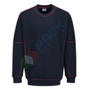 Felpa da lavoro, girocollo, senza cappuccio, modello Essential, 65% poliestere + 35% cotone, 300 gr, senza zip,colore Blu Navy + Rosso