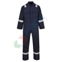 Tuta da lavoro ignifuga da saldatura, in tessuto Bizweld 100% Cotone, finitura FR 330 gr, omologata EN ISO 11612 + EN ISO 11611, modello IONA, apertura frontale con bottoni, vestibilità regular, colore blu navy