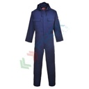 Tuta da lavoro ignifuga da saldatura, in tessuto Bizweld 100% Cotone, finitura FR 330 gr, omologata EN ISO 11612 + EN ISO 11611, con cappuccio, apertura frontale con bottoni, colore blu navy