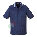 Camice da lavoro, modello sanitario, da uomo, 3 tasche, 65% Poliestere + 35% Cotone, 190 gr, chiusura con zip, colore blu navy
