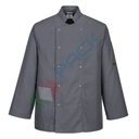 Giacca da lavoro, modello chef, tessuto Twil, 65% poliestere + 35% cotone, 1 tasca, 190 gr, manica lunga, colore grigio