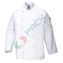 Giacca da lavoro, modello chef, tessuto Twil, 65% poliestere + 35% cotone, 1 tasca, 190 gr, manica lunga, colore bianco