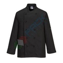 Giacca da lavoro, modello chef, tessuto Twil, 65% poliestere + 35% cotone, 1 tasca, 190 gr, manica lunga, colore nero