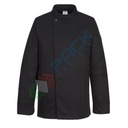 Giacca da lavoro, modello chef, tessuto aerato MeshAir, 100% cotone, 190 gr, manica lunga, colore nero