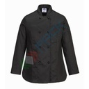 Giacca da lavoro, modello chef, tessuto MeshAir, da donna, 65% poliestere + 35% cotone, 1 tasca, 190 gr, manica lunga, colore nero