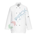 Giacca da lavoro, modello chef, tessuto MeshAir, da donna, 65% poliestere + 35% cotone, 1 tasca, 190 gr, manica lunga, colore bianco