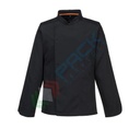 Giacca da lavoro, modello chef, tessuto MeshAir Pro, 65% poliestere + 35% cotone, 1 tasca, 190 gr, manica lunga, colore nero