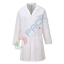 Camice da lavoro, modello standard, per laboratorio, 3 tasche, 100% cotone, 245 gr, chiusura bottoni, colore bianco