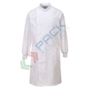 Camice da lavoro, per laboratorio, con finitura Texpel, 3 tasche, 65% poliestere + 35% cotone, 245 gr, chiusura bottoni, colore bianco
