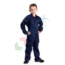 Tuta da lavoro da bambino, in tessuto Kingsmill 65 poliestere + 35% cotone, 245 gr, con zip doppio verso per un facile accesso e 8 tasche, colore blu navy