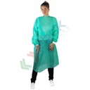 Camice monouso in TNT di polipropilene (PP), 30 g/mq, chiusura con lacci, polsini in cotone, conf. 10 pz