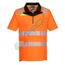 Polo alta visibilità in tessuto EasyCool 100% poliestere, mesh a spillo, 150 gr, modello DX4 rinfrescante di alta qualità, certificata CE + EN ISO 20471 Classe 2, colore arancione/nero, tg. XXXL