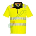 Polo alta visibilità in tessuto EasyCool 100% poliestere, mesh a spillo, 150 gr, modello DX4 rinfrescante di alta qualità, certificata CE + EN ISO 20471 Classe 2, colore giallo/nero, tg. XXL