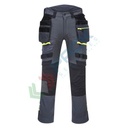 Pantalone da lavoro con tasche rimovibili, tessuto Kingsmill Stretch, 93% poliestere + 7% elastan, 270 gr, omologato EN 14404, modello Holster DX4, vestibilità regular, colore grigio metallo