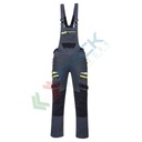 Salopette da lavoro multitasche, tessuto Kingsmill Stretch 93% poliestere + 7% elastan, 270 gr, modello DX4, con banda riflettente HiVisTex Pro leggera, colore grigio metallo