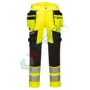 Pantaloni alta visibilità in tessuto Titanmill Pro Stretch (92% Poliestere + 8% Elastane), con tasca Holster staccabile, 240 gr, 16 tasche ampie modello DX4, omologati CE + EN ISO 20471 Classe 2, colore giallo/nero, tg. 4XL