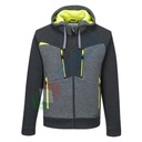 Felpa da lavoro con cappuccio, modello Stretch dinamico DX4, 75% poliestere + 20% rayon + 5% elastan, 330 gr, chiusura con zip,colore grigio