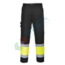 Pantaloni alta visibilità in tessuto Kingsmill Polycotton (65% poliestere + 35% cotone) 245 gr, 8 tasche ampie, modello Combat bicolore , vestibilità regular, omologati CE + EN ISO 20471 Classe 1, colore giallo/nero, tg. XXL
