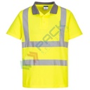 Polo alta visibilità in tessuto 100% poliestere riciclato, punto occhio di pernice, 175 gr, maniche corte, certificata CE + EN ISO 20471 Classe 2, colore giallo, tg. M (Conf. 6 Pz)