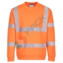 Felpa alta visibilità girocollo, senza cappuccio, modello ECO, 65% poliestere PCR + 35% cotone, 300 gr, senza zip, omologata EN ISO 20471, colore arancione