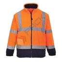 Pile alta visibilità colletto alto, senza cappuccio, Mesh foderato, 100% poliestere, 300 gr, chiusura con zip, omologato EN ISO 20471 + EN 14058, colore arancione + blu navy