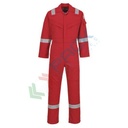 Tuta da lavoro ignifuga da saldatura, in tessuto Bizflame Plus 99% cotone + 1% fibra di carbonio, 350 gr, omologata EN ISO 11612 + EN ISO 11611 + EN 1149, modello FR Aberdeen, colore rosso