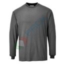 T-Shirt da lavoro antistatica in tessuto Modaflame, 60% Modacrilico + 39% Cotone + 1% Fibra di carbonio, 200 gr, omologata EN ISO 11612 + EN 1149, maniche lunghe, colore grigio