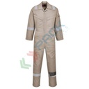 Tuta da lavoro antistatica super leggera, in tessuto Bizflame Plus 99% cotone + 1% fibra di carbonio, 210 gr, omologata EN ISO 11612 + EN ISO 11611 + EN 1149, vestibilità regular, colore cachi