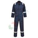 Tuta da lavoro ignifuga repellente per insetti, in tessuto Bizflame Plus 99% cotone + 1% fibra di carbonio, 210 gr, omologata EN ISO 11612 + EN ISO 11611 + EN 1149, colore blu navy
