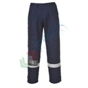 Pantalone da lavoro ignifugo, 99% Cotone + 1 % Fibra di carbonio, 350 gr, omologato EN ISO 11612 + EN ISO 11611 + EN 1149, modello Bizflame Plus, vestibilità regular, colore blu navy