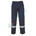Pantalone da lavoro ignifugo, 99% Cotone + 1 % Fibra di carbonio, 350 gr, omologato EN ISO 11612 + EN ISO 11611 + EN 1149, modello Bizflame Plus, vestibilità tall, colore blu navy
