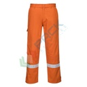 Pantalone da lavoro ignifugo, 99% Cotone + 1 % Fibra di carbonio, 350 gr, omologato EN ISO 11612 + EN ISO 11611 + EN 1149, modello Bizflame Plus, vestibilità tall, colore arancione