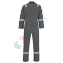 Tuta da lavoro antistatica leggera, in tessuto Bizflame Plus 99% cotone + 1% fibra di carbonio, 280 gr, omologata EN ISO 11612 + EN ISO 11611 + EN 1149, vestibilità regular, colore grigio