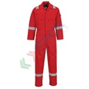 Tuta da lavoro antistatica leggera, in tessuto Bizflame Plus 99% cotone + 1% fibra di carbonio, 280 gr, omologata EN ISO 11612 + EN ISO 11611 + EN 1149, vestibilità regular, colore rosso