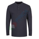 T-Shirt da lavoro antistatica 99% cotone + 1% fibra di carbonio, 237 gr, omologata EN ISO 11612 + EN 1149, maniche lunghe, con filo in aramide FR per una maggiore durata e protezione, colore blu navy