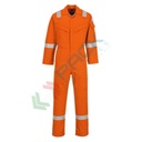 Tuta da lavoro antifiamma e antistatica, in tessuto Bizflame Plus 99% cotone + 1% fibra di carbonio, 350 gr, omologata EN ISO 11612 + EN ISO 11611 + EN 1149, vestibilità regular, colore arancione