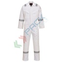 Tuta da lavoro antifiamma e antistatica, in tessuto Bizflame Plus 99% cotone + 1% fibra di carbonio, 350 gr, omologata EN ISO 11612 + EN ISO 11611 + EN 1149, vestibilità regular, colore bianco