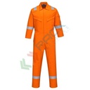 Tuta da lavoro da donna antifiamma e antistatica, in tessuto Bizflame Plus 99% cotone + 1% fibra di carbonio, 350 gr, omologata EN ISO 11612 + EN ISO 11611 + EN 1149, vestibilità regular, colore arancione