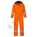 Tuta da lavoro invernale antistatica, in tessuto Bizflame Plus 99% cotone + 1% fibra di carbonio, 350 gr, omologata EN ISO 11612 + EN ISO 11611 + EN 1149 + EN 342, vestibilità regular, colore arancione