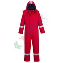 Tuta da lavoro invernale antistatica, in tessuto Bizflame Plus 99% cotone + 1% fibra di carbonio, 350 gr, omologata EN ISO 11612 + EN ISO 11611 + EN 1149 + EN 342, vestibilità regular, colore rosso