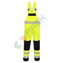 Salopette alta visibilità multinorma in Bizflame Work HV (99% cotone + 1% fibra di carbonio) 345 gr, certificata EN ISO 11612 + EN ISO 11611 + EN 1149 -5 + IEC 61482 + EN 13034 + EN ISO 20471 Classe 2, colore giallo/blu navy, tg. S