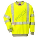 Felpa alta visibilità, antistatica ed ignifuga, girocollo, senza cappuccio, 60% modacrilico + 39% cotone + 6% aramide + 1% fibra di carbonio, 300 gr, senza zip, omologata EN ISO 11612 + EN 1149 + EN ISO 20471 + IEC 61482, colore giallo