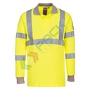 Polo alta visibilità antistatica ed ignifuga, in tessuto modaflame HV (60% modacrilico + 39% cotone + 1% fibra di carbonio, 210 gr, maniche lunghe, certificata CE + EN ISO 20471 Classe 3 + IEC 61482-2 + EN 1149 -5 + EN ISO 11612, colore giallo, tg. 4XL