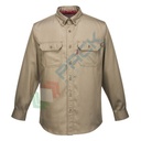 Camicia da lavoro ignifuga, maniche lunghe, 88% cotone + 12% nylon, 237 gr, omologata EN ISO 11612, colore cachi
