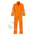 Tuta da lavoro ignifuga, in tessuto Bizflame Ultra 80% Cotone + 19% Poliestere + 1% Fibra di carbonio, 340 gr, omologata EN ISO 11612 + EN ISO 11611 + EN 1149 + EN 13034, colore arancione