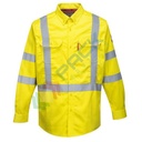 Camicia da lavoro alta visibilità ed ignifuga, maniche lunghe, 88% cotone + 12% nylon, 237 gr, omologata EN ISO 20471 + EN ISO 11612, colore giallo
