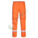 Pantalone da lavoro ignifugo, 99% Cotone + 1 % Fibra di carbonio, 210 gr, omologato EN ISO 11612 + EN ISO 11611 + EN 1149, modello Bizflame Plus leggeri, colore arancione