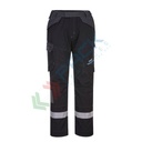 Pantalone da lavoro tessuto Modaflame 60% Modacrilico + 39% Cotone + 1% Fibra di carbonio, 280 gr, omologato EN ISO 11612 + EN ISO 11611 + EN 13034 + EN 1149, modello WX3, colore nero